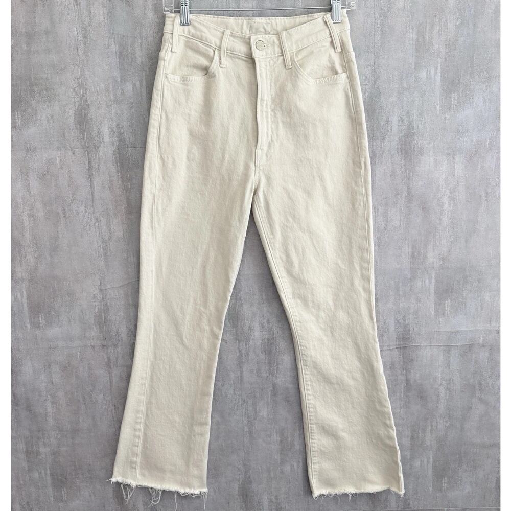 MOTHER Cream High-Rise Wide Leg Flare Jeans